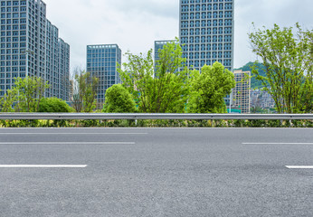 Modern city and asphalt highway