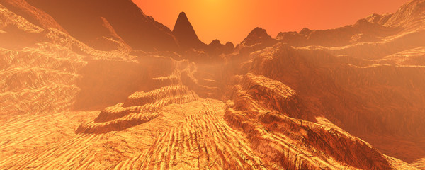 Naklejka na ściany i meble 3D Rendering Planet Mars Lanscape