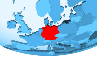 Germany in red on blue map