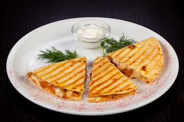 Tasty chicken quesadilla