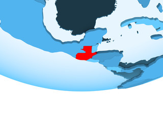 Fototapeta premium Guatemala in red on blue map