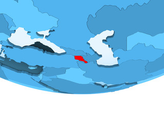 Fototapeta premium Armenia in red on blue map