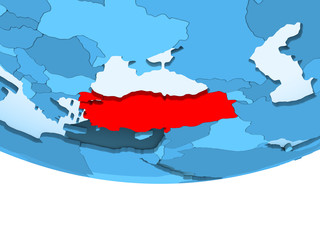 Turkey in red on blue map