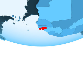 Guinea-Bissau in red on blue map