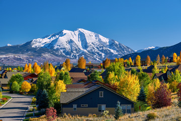 Residential neighborhood in Colorado at autumn