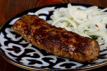 Beef kebab with onion