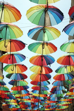 Colorful umbrellas background.