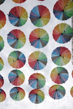 Colorful umbrellas background.