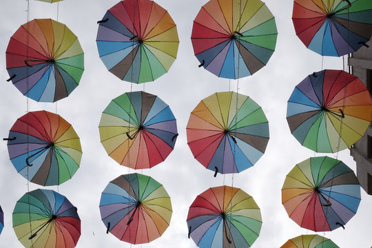 Colorful umbrellas background.