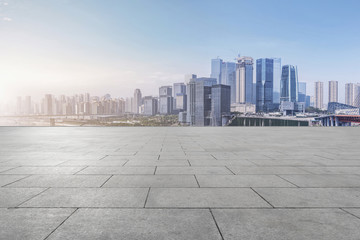 The skyline of Chongqing's urban skyline with an empty square floor.