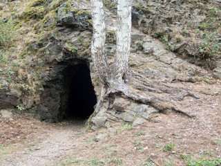 entrance to a cave in divoka sarka in prague