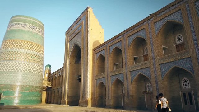 Detail of Kalta Minor minaret in Khiva, Uzbekistan.
