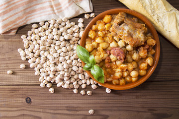 casserole of stewed chickpeas with meat