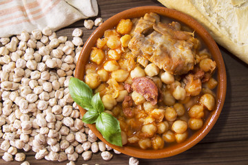 casserole of stewed chickpeas with meat