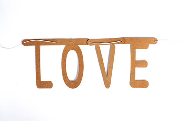 love word construction with letter blocks.