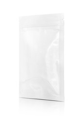 blank packaging snack pouch isolated on white background