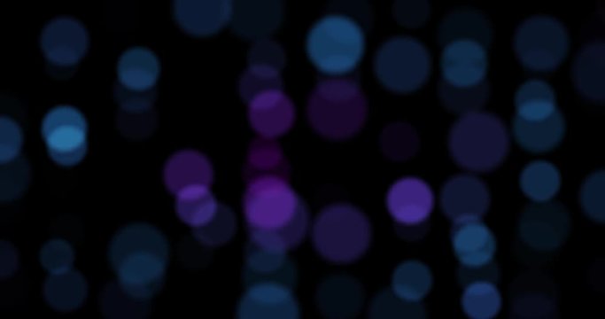 cyclic animation of defocused flow points of light on a black background, blue bokeh background, abstract CGI images of high definition, loop, alfa