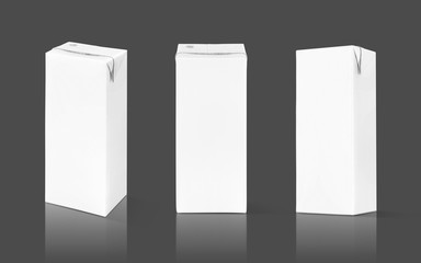 blank packaging white milk box isolated on gray background