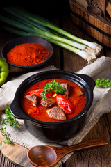 A real Hungarian goulash with beef and paprika