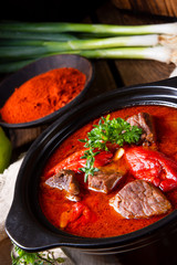A real Hungarian goulash with beef and paprika