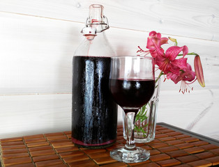 glass with red wine