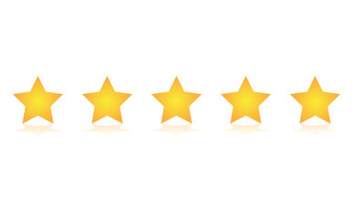 Five gold stars customer product rating review flat icon for apps and websites 