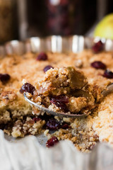 Apple crumble with dried cranberries