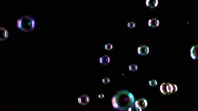 Soap Bubbles Isolated on Black Background