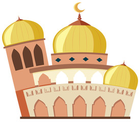 A beautiful mosque on white background