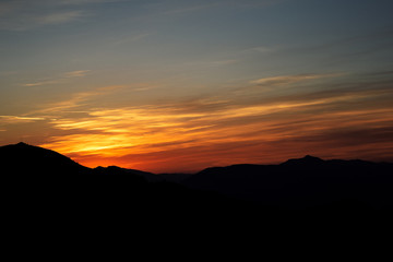 Sunset in mountains