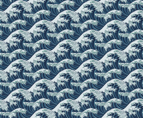 Cotton fabric Wave Seamless Pattern Print