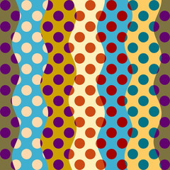 Seamless geometric pattern. Classic polka dot pattern in a patchwork collage style. Vector image.