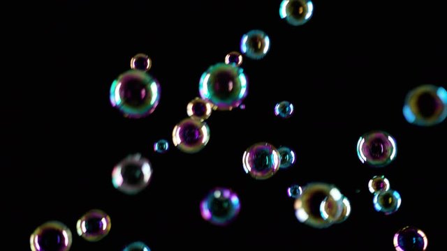 Soap Bubbles Isolated on Black Background
