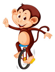 A monkey riding unicycle