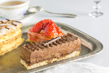 Vintage tray with pastries