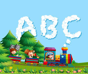 Children on alphabet train