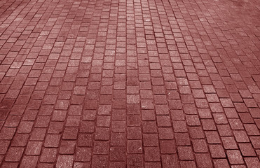 Red Brown Colored Concrete Block Paved Pathway for Background, Banner or Pattern 