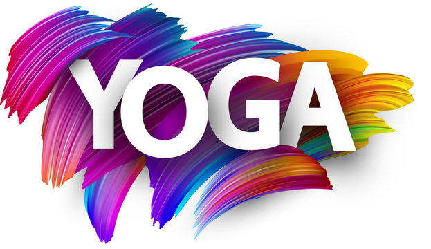 Yoga paper poster with colorful brush strokes.