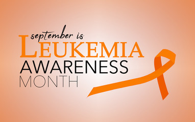 September is Leukemia awareness month, background with orange colored awareness ribbon