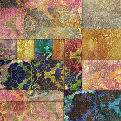 shabby colored floral pattern on  black background