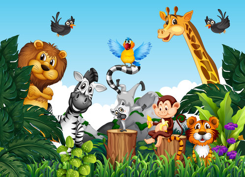 Wild animals in the jungle © GraphicsRF
