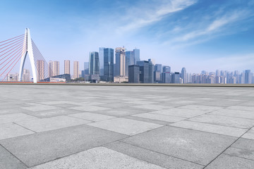 The skyline of Chongqing's urban skyline with an empty square floor.