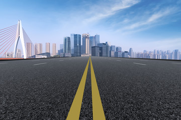 Road surface and skyline of Chongqing urban construction