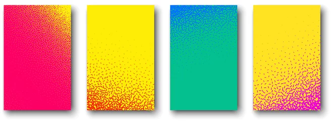 Rolgordijnen Set achtergronden met abstracte stipplism effect patroon. © Vjom