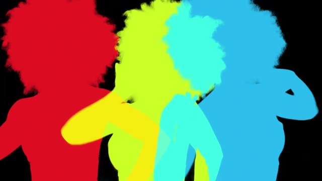 multiple silhouetted shadow dancer women in disco and club scene