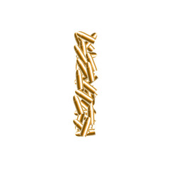 Alphabet bullet set letter I gold color, illustration 3D virtual design isolated on white background
