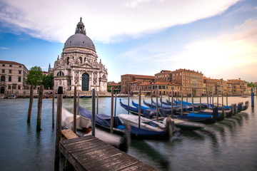 Fototapeta na wymiar Santa Maria della Salute with gondolas in Venice