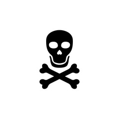 Death Skull with Crossbones. Flat Vector Icon illustration. Simple black symbol on white background. Death Skull with Crossbones sign design template for web and mobile UI element