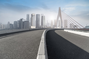 Road surface and skyline of Chongqing urban construction