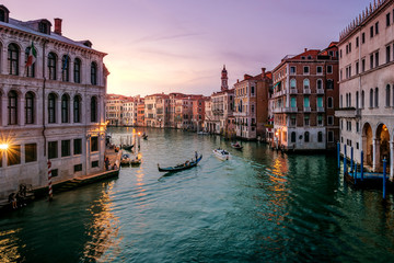 Fototapeta na wymiar Gondola in the Grand Canal in Venice, Italy